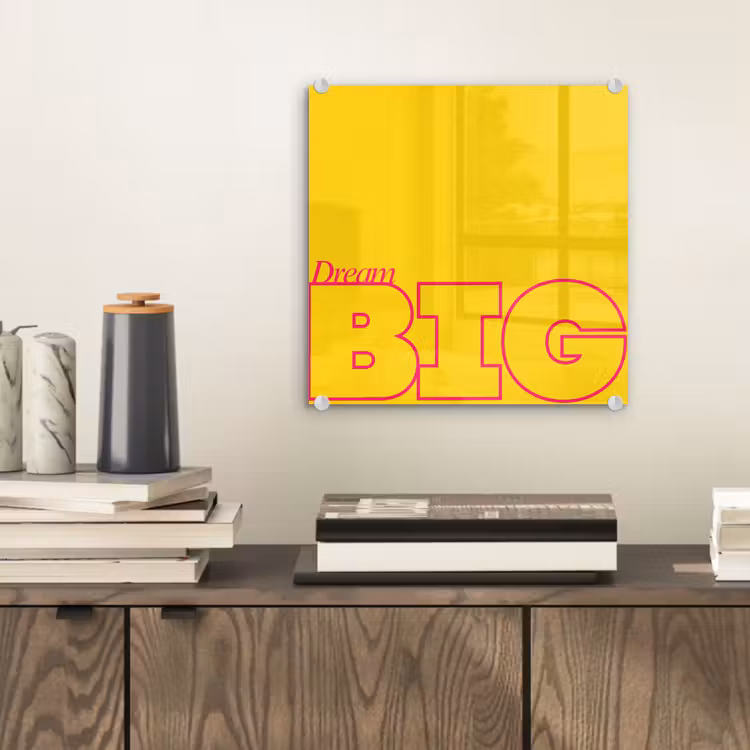Dream big - Geel - Grafisch plexiglas 5mm klein -sfeer1
