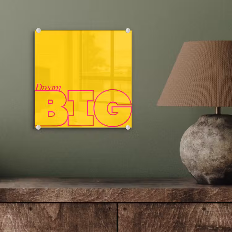 Dream big - Geel - Grafisch plexiglas 5mm klein -sfeer3