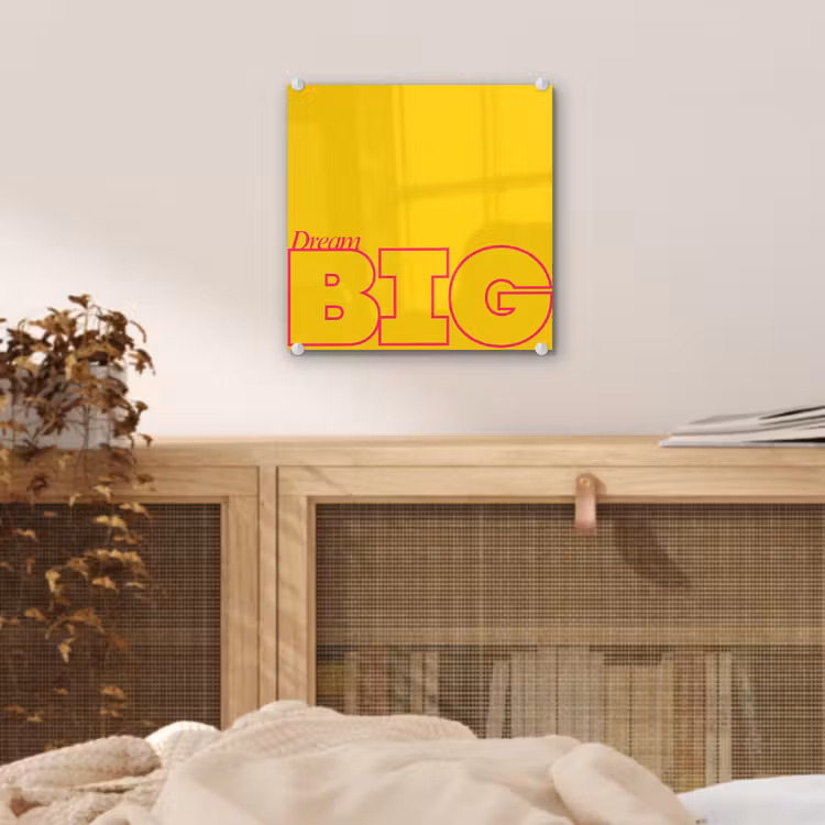 Dream big - Geel - Grafisch plexiglas 5mm klein -sfeer4