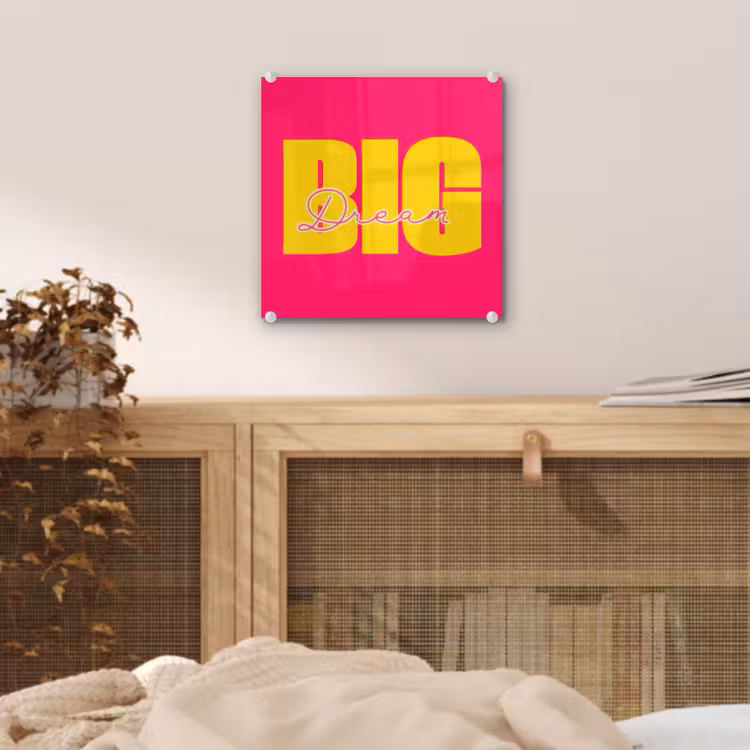 Dream big - Roze - Geel - Minimalistisch plexiglas 5mm klein -sfeer4