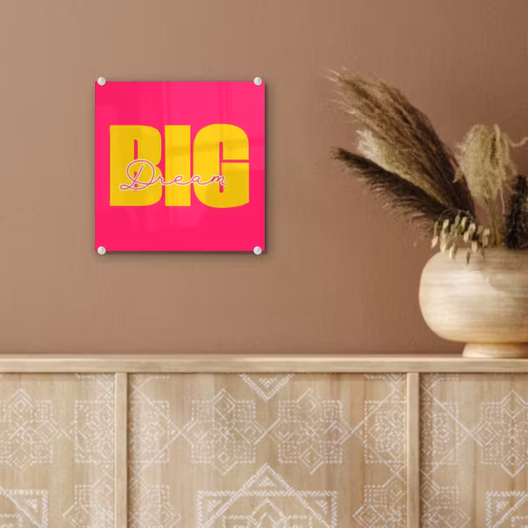 Dream big - Roze - Geel - Minimalistisch plexiglas 5mm klein -sfeer5