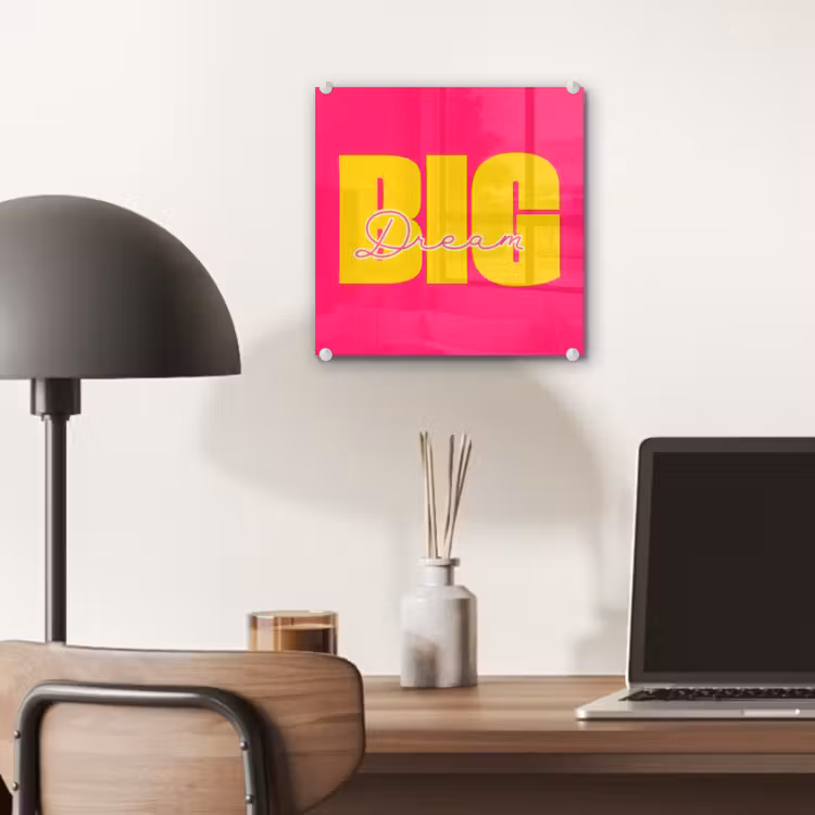 Dream big - Roze - Geel - Minimalistisch plexiglas 5mm klein -sfeer6