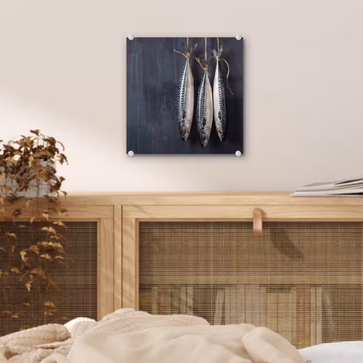 Glas schilderij - Drie vissen - Touw - Drie vissen - Touw plexiglas 5mm klein