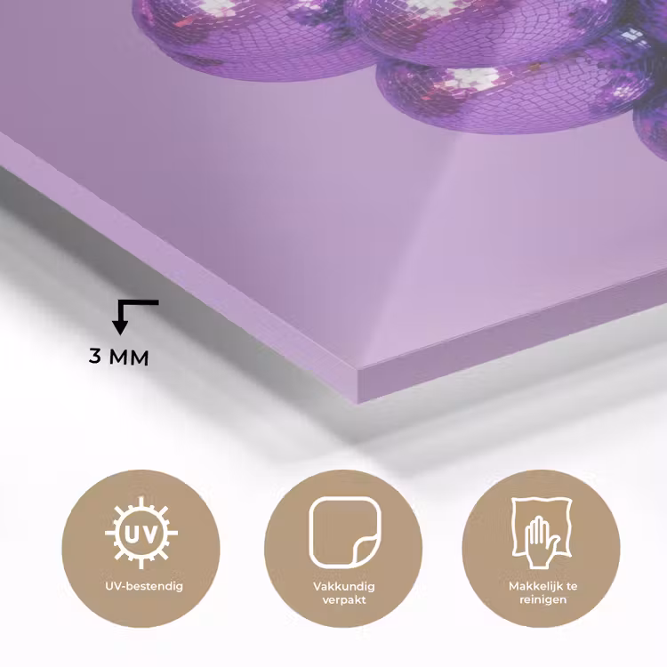 Druif - Disco - Glitter - Paars plexiglas 5mm klein -sfeer2