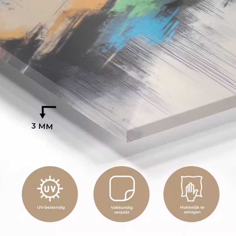 Dynamisch - Abstract - Kleurrijk - Zwart plexiglas 5mm klein -sfeer2