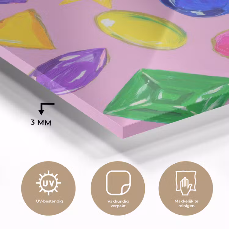 Edelstenen - Vormen - Hartje - Kleurrijk plexiglas 5mm klein -sfeer2