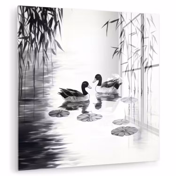 Eenden - Waterlelies - Riet - Zwart plexiglas 5mm klein -zzzproduct_nieuw