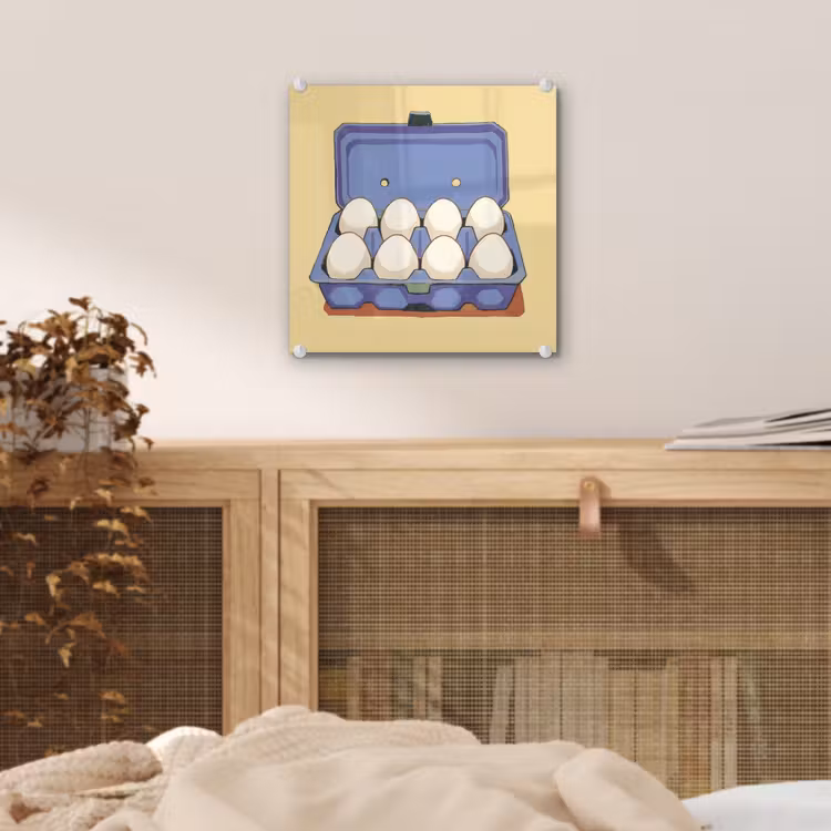 Eieren - Doos - Minimalistisch - Blauw plexiglas 5mm klein -sfeer4