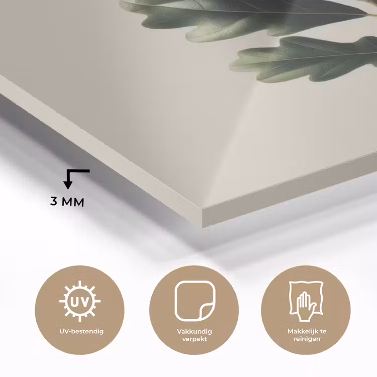 Eikenbladeren - Beige - Groen - Golvende randen plexiglas 5mm klein -sfeer2
