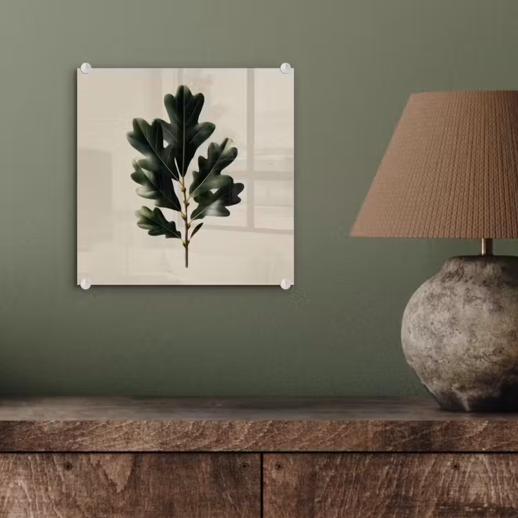 Eikenbladeren - Beige - Groen - Golvende randen plexiglas 5mm klein -sfeer3