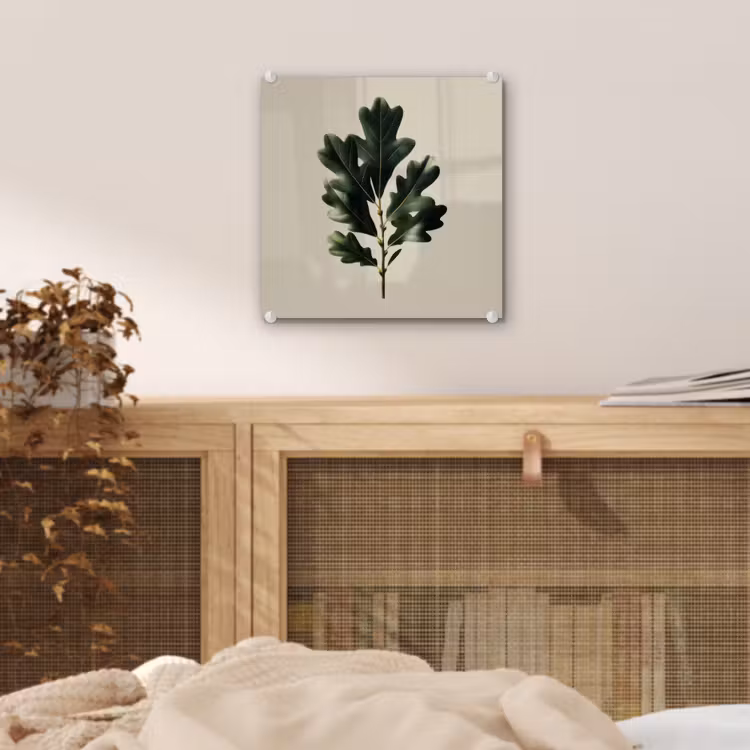 Eikenbladeren - Beige - Groen - Golvende randen plexiglas 5mm klein -sfeer4