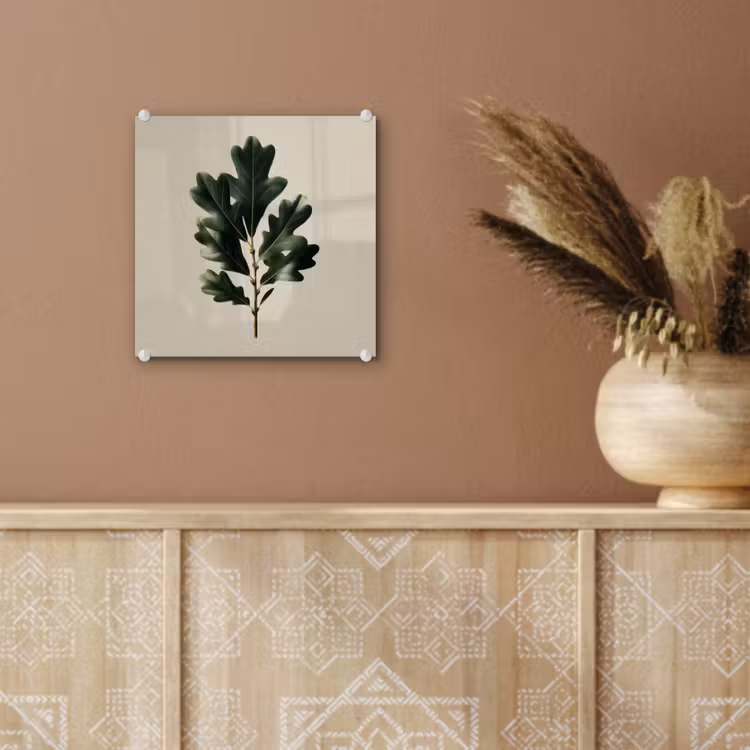 Eikenbladeren - Beige - Groen - Golvende randen plexiglas 5mm klein -sfeer5