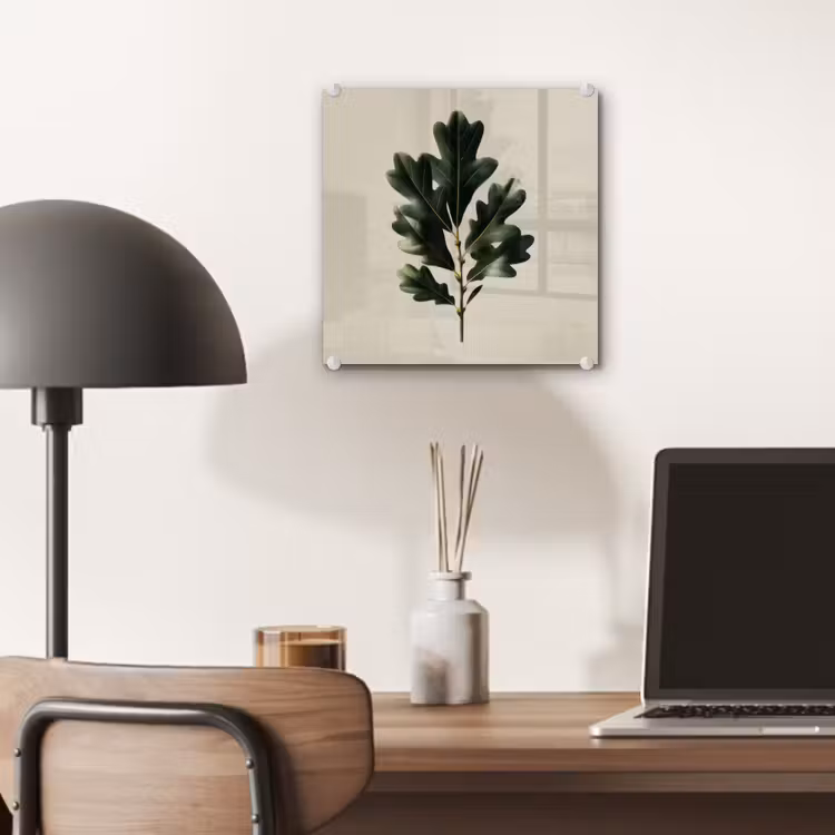 Eikenbladeren - Beige - Groen - Golvende randen plexiglas 5mm klein -sfeer6