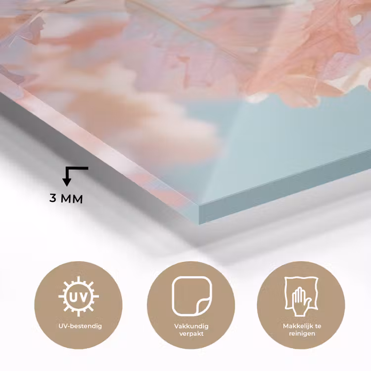 Eikenbladeren - Takken - Roze plexiglas 5mm klein -sfeer2