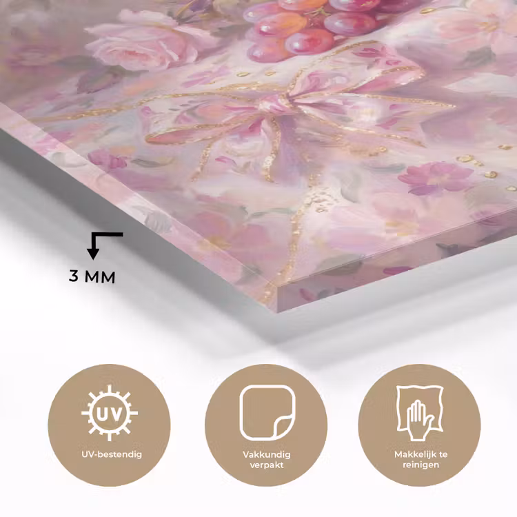 Eten - Bloemen - Stilleven - Roze - Goud plexiglas 5mm klein -sfeer2
