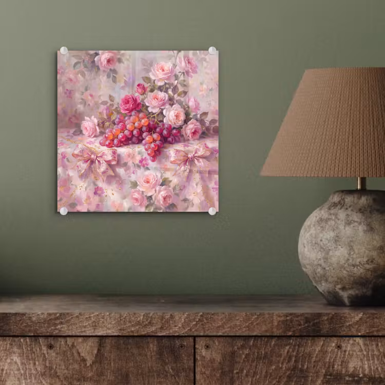 Eten - Bloemen - Stilleven - Roze - Goud plexiglas 5mm klein -sfeer3