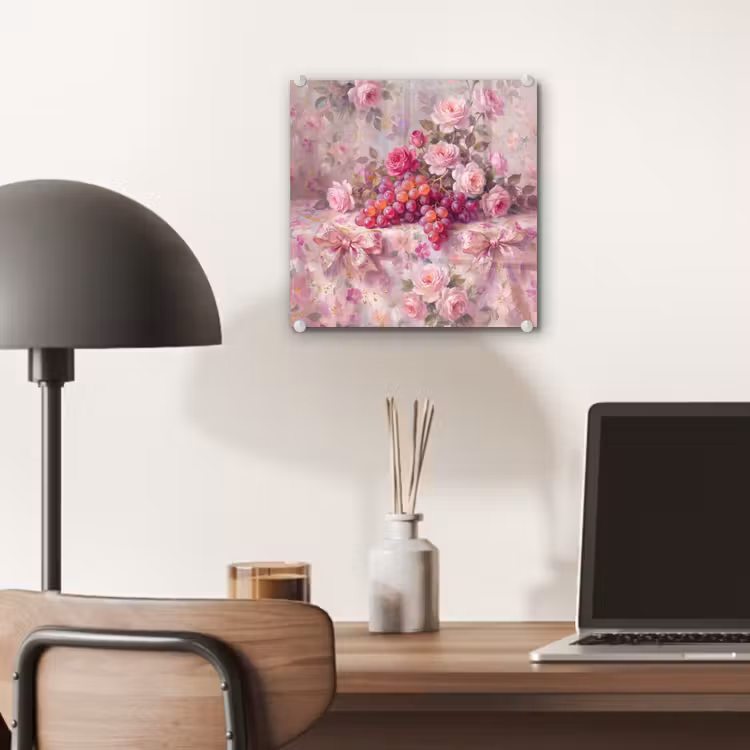 Eten - Bloemen - Stilleven - Roze - Goud plexiglas 5mm klein -sfeer6