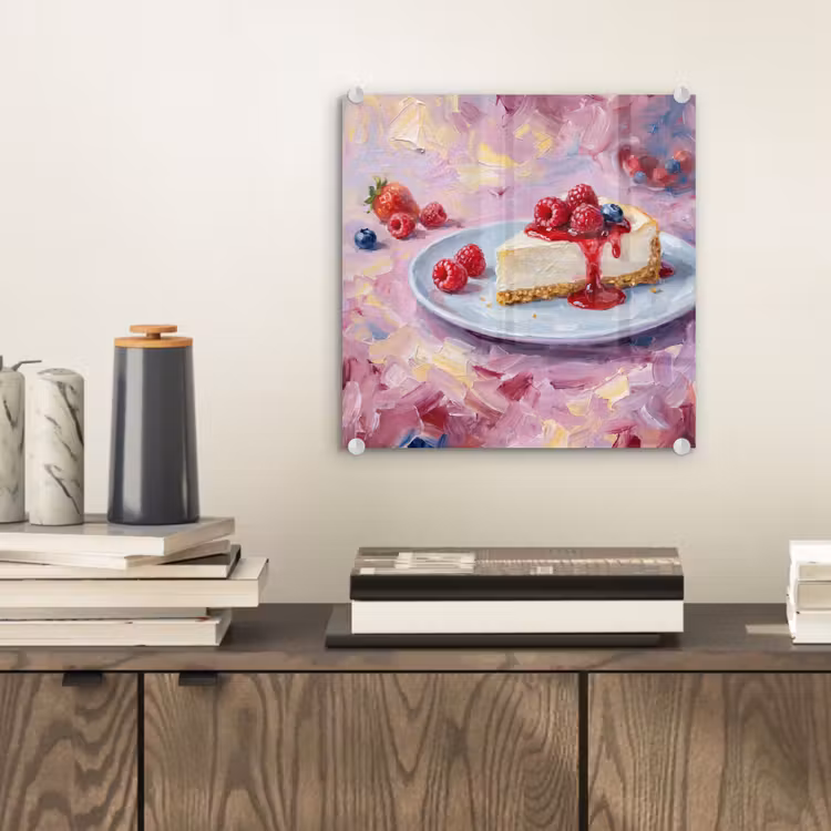 Eten - Cheesecake - Bessen - Abstract - Roze plexiglas 5mm klein -sfeer1