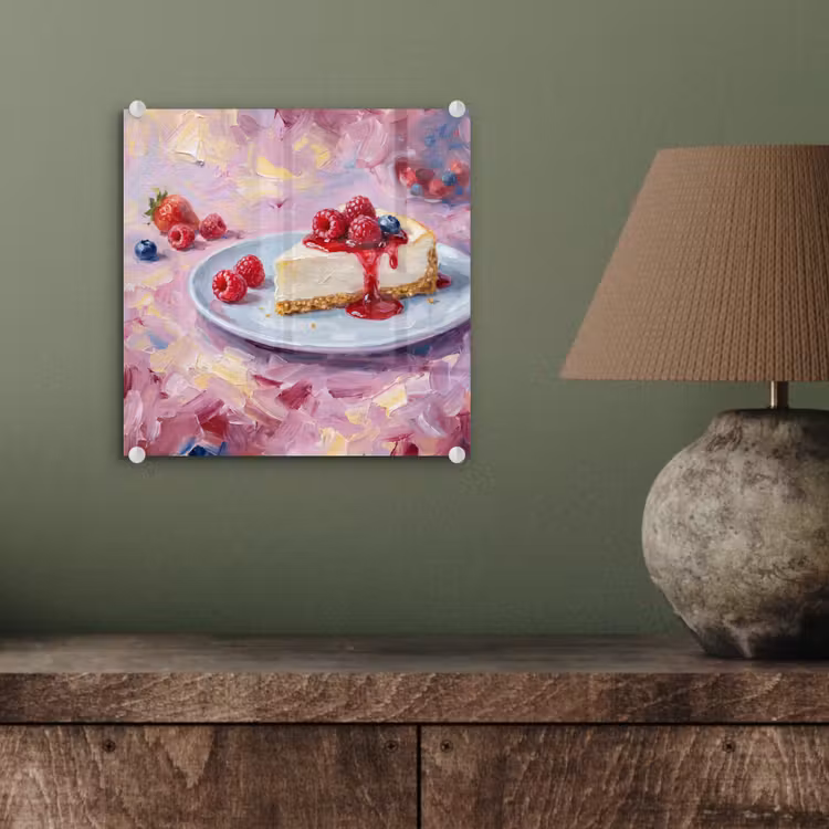Eten - Cheesecake - Bessen - Abstract - Roze plexiglas 5mm klein -sfeer3