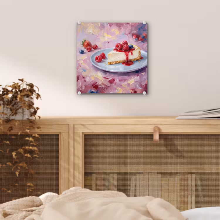 Eten - Cheesecake - Bessen - Abstract - Roze plexiglas 5mm klein -sfeer4