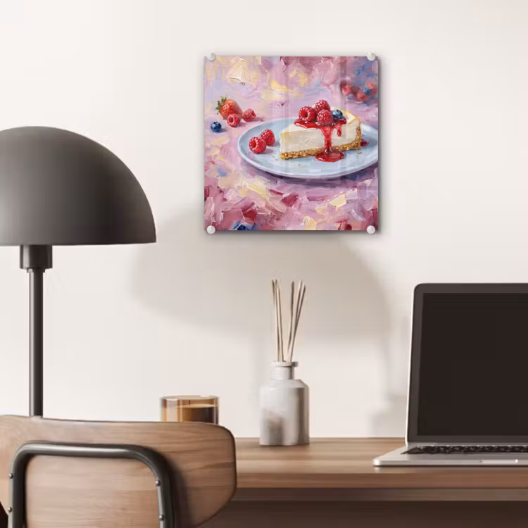 Eten - Cheesecake - Bessen - Abstract - Roze plexiglas 5mm klein -sfeer6