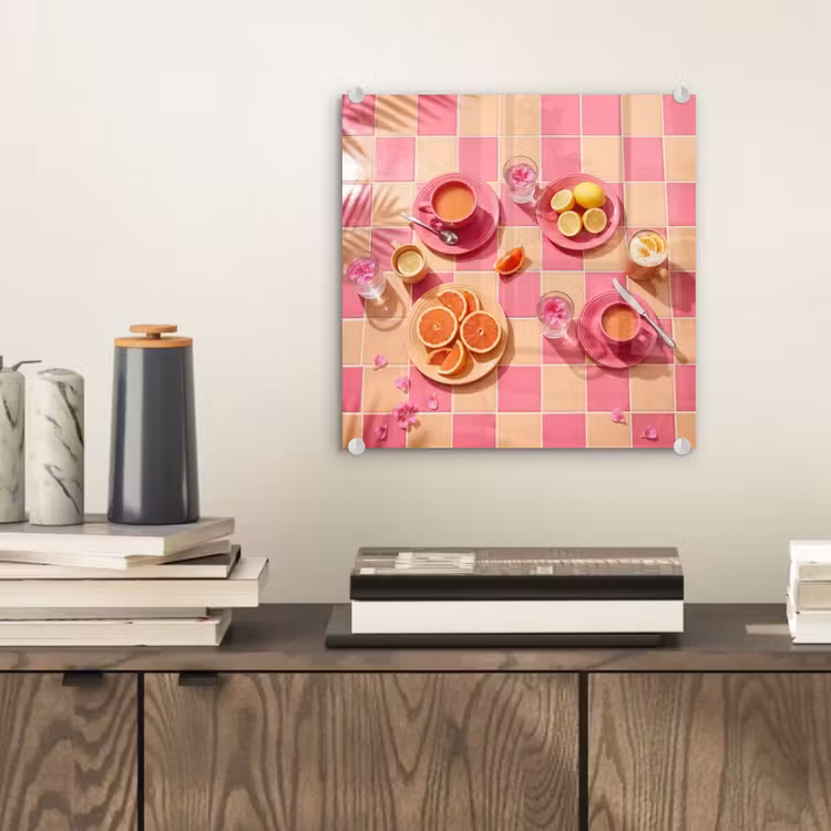 Eten - Citrusvruchten - Stillevens - Roze - Oranje plexiglas 5mm klein -sfeer1