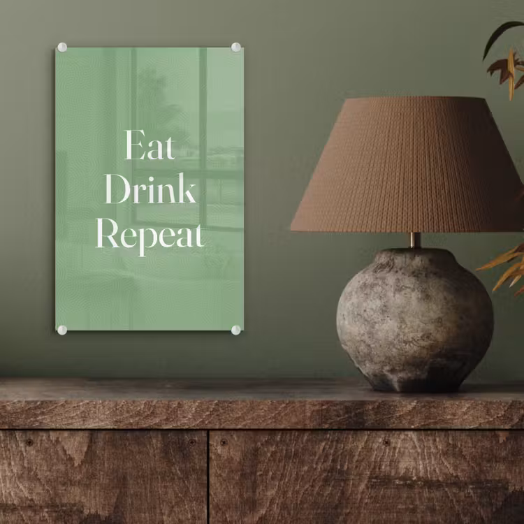 Eten - Drinken - Tekst - Mintgroen plexiglas 5mm klein -sfeer3