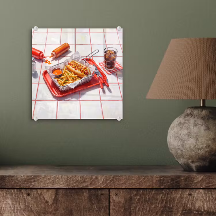Eten - Hotdog - Fastfood - Modern - Rood plexiglas 5mm klein -sfeer3