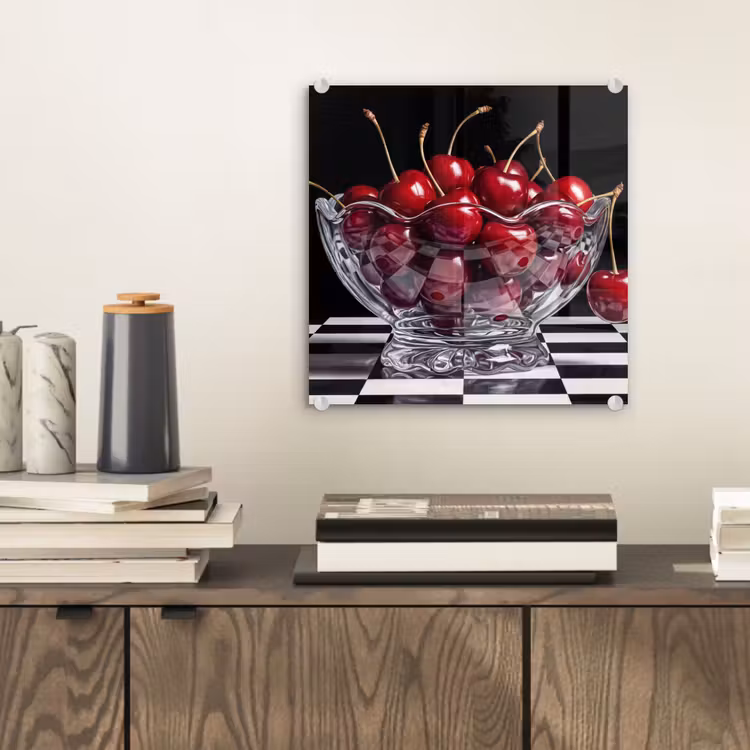Glas schilderij - Eten - Kersen - Rood - Eten - Kersen - Rood plexiglas 5mm klein