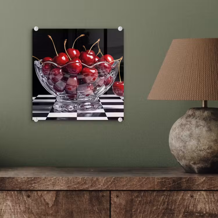 Glas schilderij - Eten - Kersen - Rood - Eten - Kersen - Rood plexiglas 5mm klein