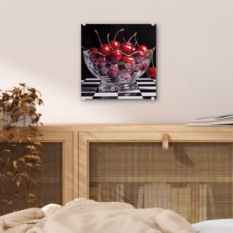 Glas schilderij - Eten - Kersen - Rood - Eten - Kersen - Rood plexiglas 5mm klein