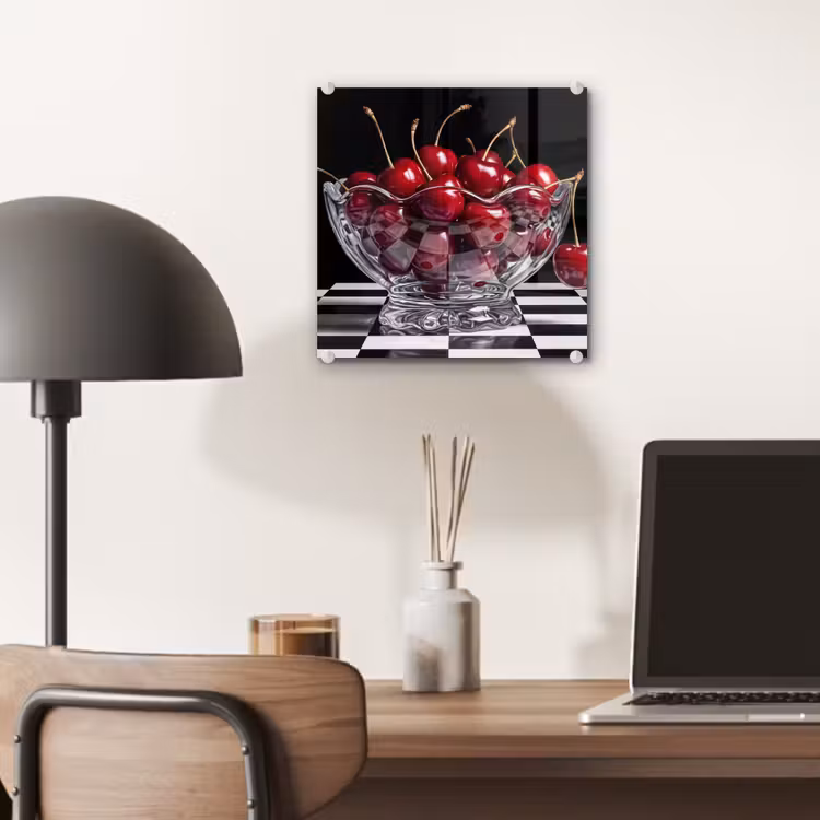Glas schilderij - Eten - Kersen - Rood - Eten - Kersen - Rood plexiglas 5mm klein