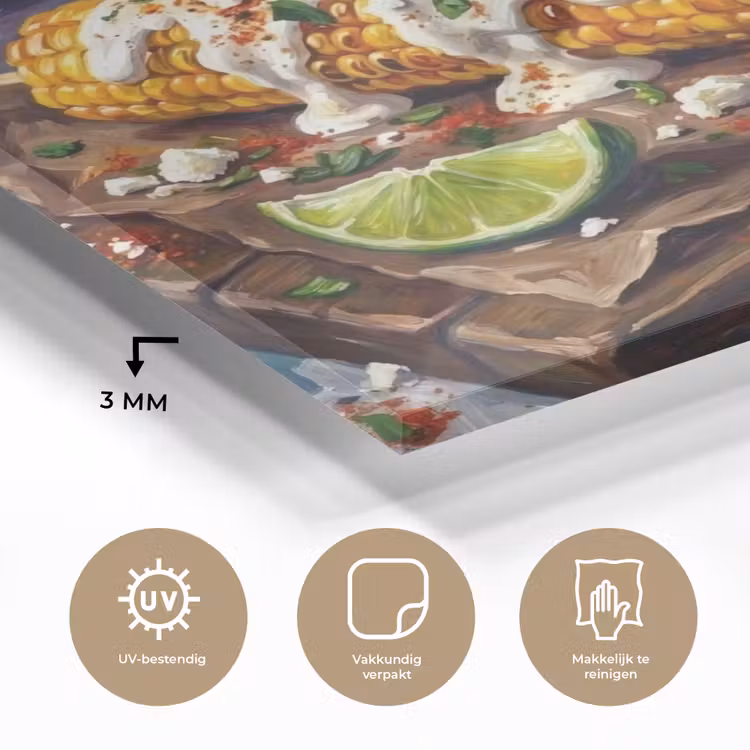 Eten - Maïs - Saus - Geschilderd - Geel plexiglas 5mm klein -sfeer2