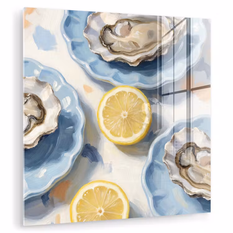 Eten - Oesters - Citroenen - Modern - Geel plexiglas 5mm klein -zzzproduct_nieuw