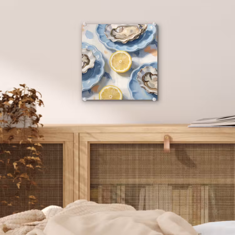 Eten - Oesters - Citroenen - Modern - Geel plexiglas 5mm klein -sfeer4