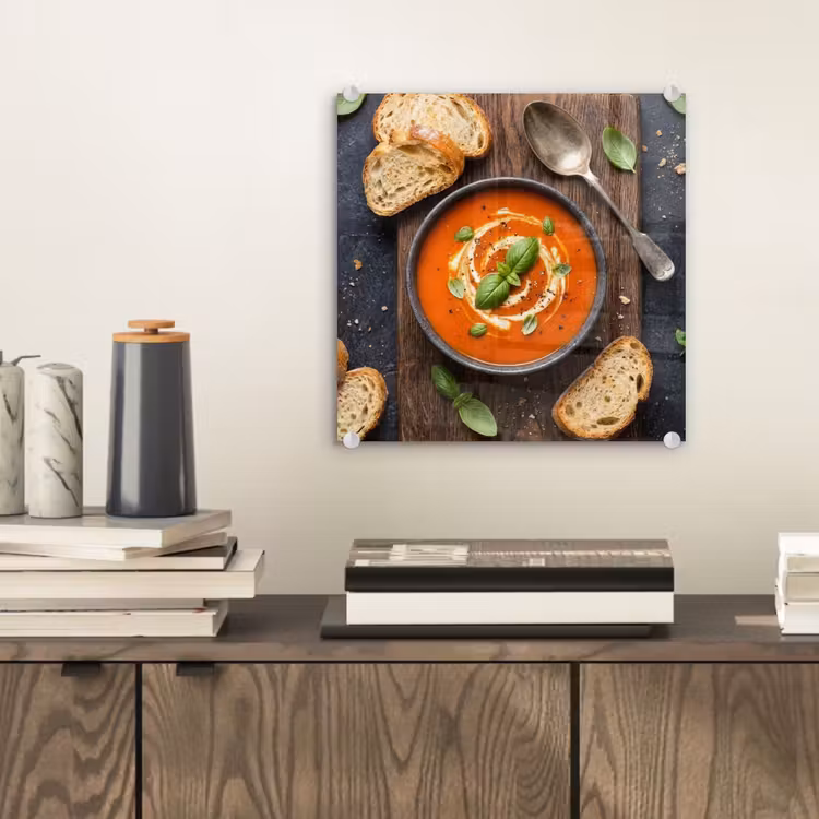 Eten - Soep - Basilicum - Rustiek - Rood plexiglas 5mm klein -sfeer1