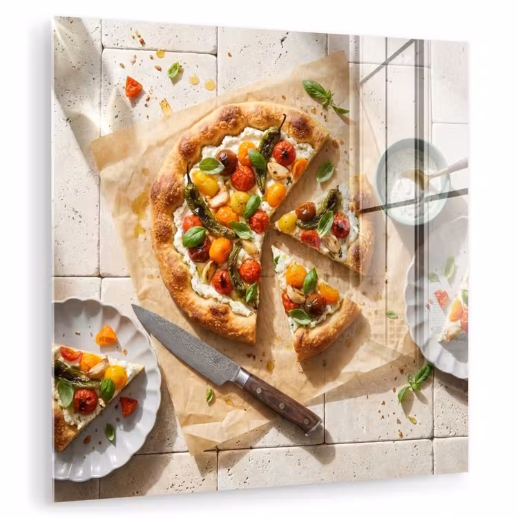 Eten - Tomaten - Basilicum - Maaltijd - Vers plexiglas 5mm klein -zzzproduct_nieuw
