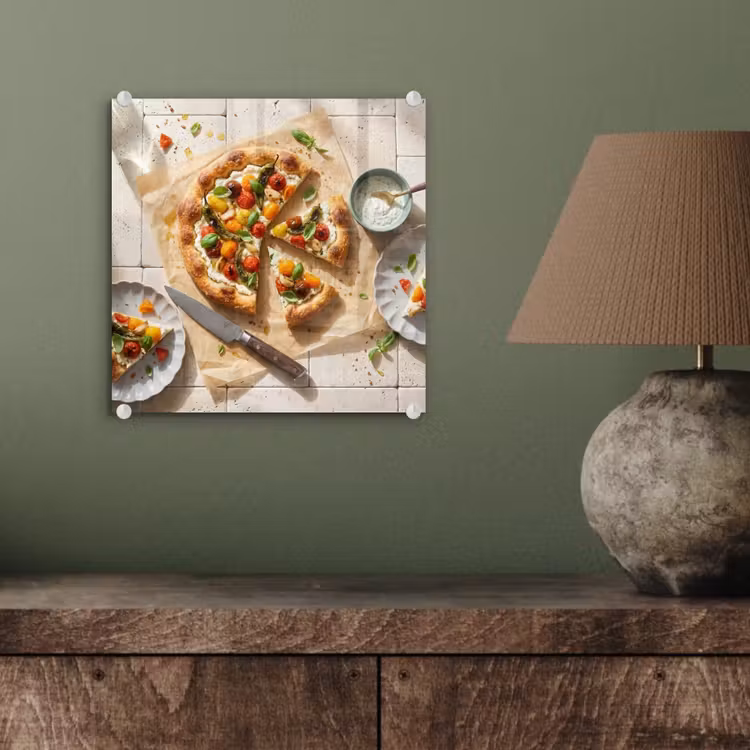 Eten - Tomaten - Basilicum - Maaltijd - Vers plexiglas 5mm klein -sfeer3