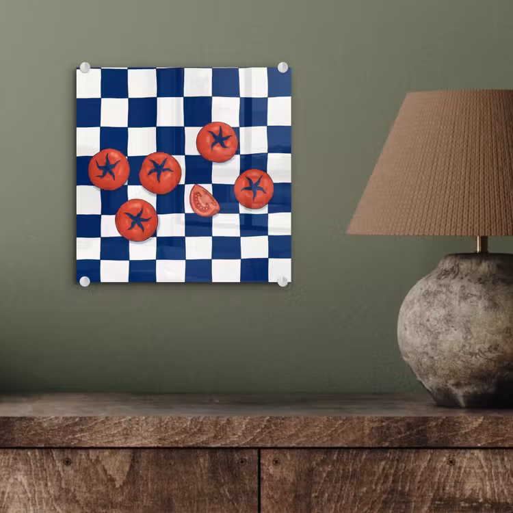 Eten - Tomaten - Keuken - Illustratie - Rood-Blauw plexiglas 5mm klein -sfeer3