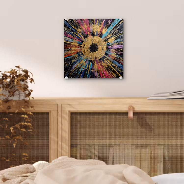 Explosie - Goud - Kleurrijk - Abstract plexiglas 5mm klein -sfeer4