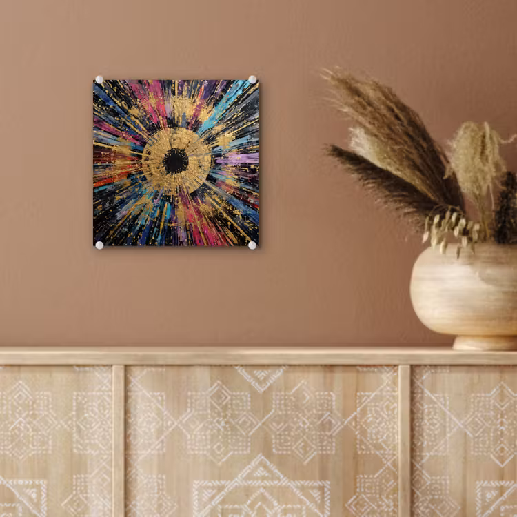 Explosie - Goud - Kleurrijk - Abstract plexiglas 5mm klein -sfeer5