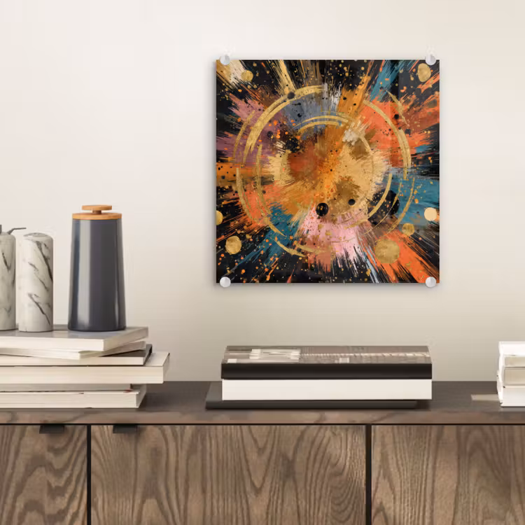 Explosie - Verfstructuur - Goud - Abstract plexiglas 5mm klein -sfeer1