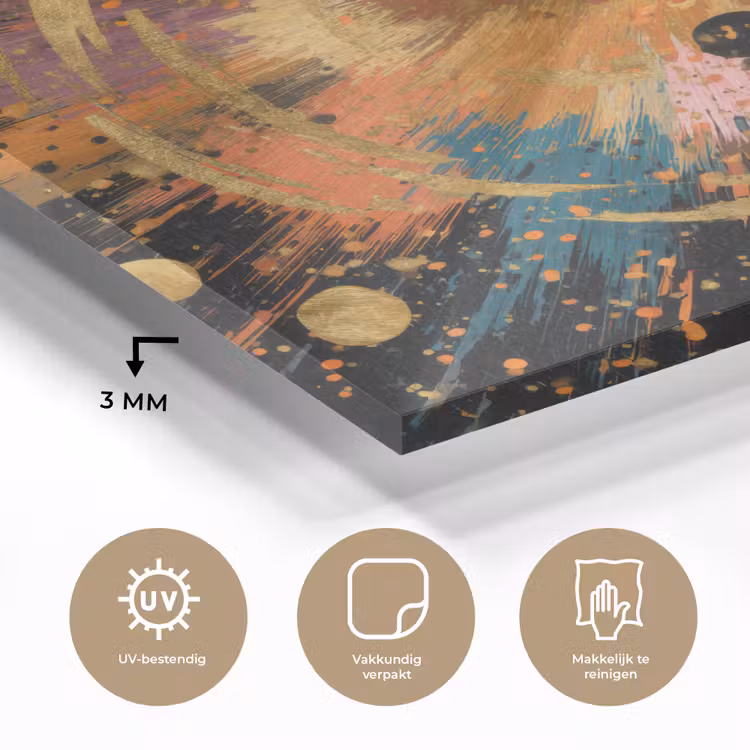 Explosie - Verfstructuur - Goud - Abstract plexiglas 5mm klein -sfeer2