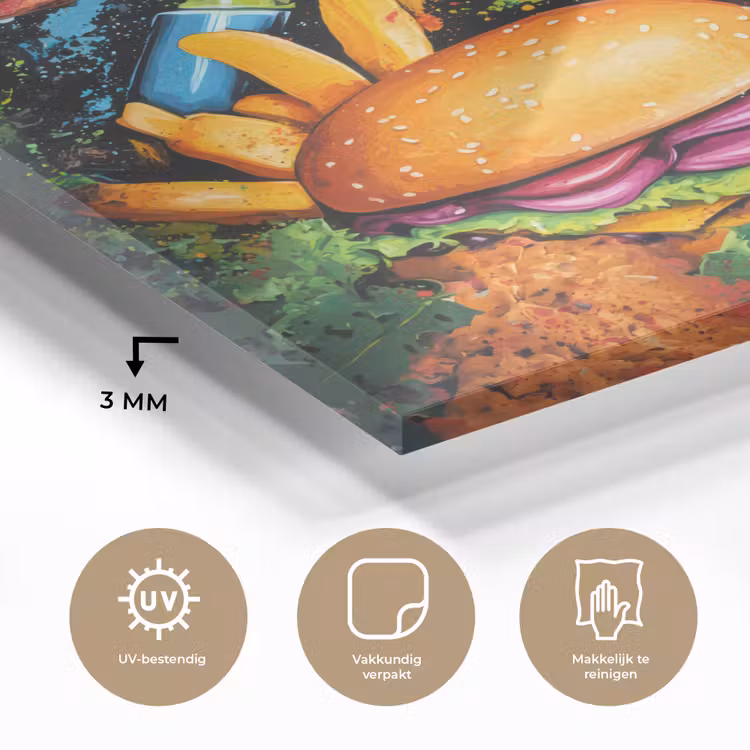Fastfood - Graffiti - Hamburger - Eten - Modern plexiglas 5mm klein -sfeer2