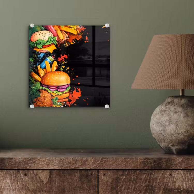 Fastfood - Graffiti - Hamburger - Eten - Modern plexiglas 5mm klein -sfeer3