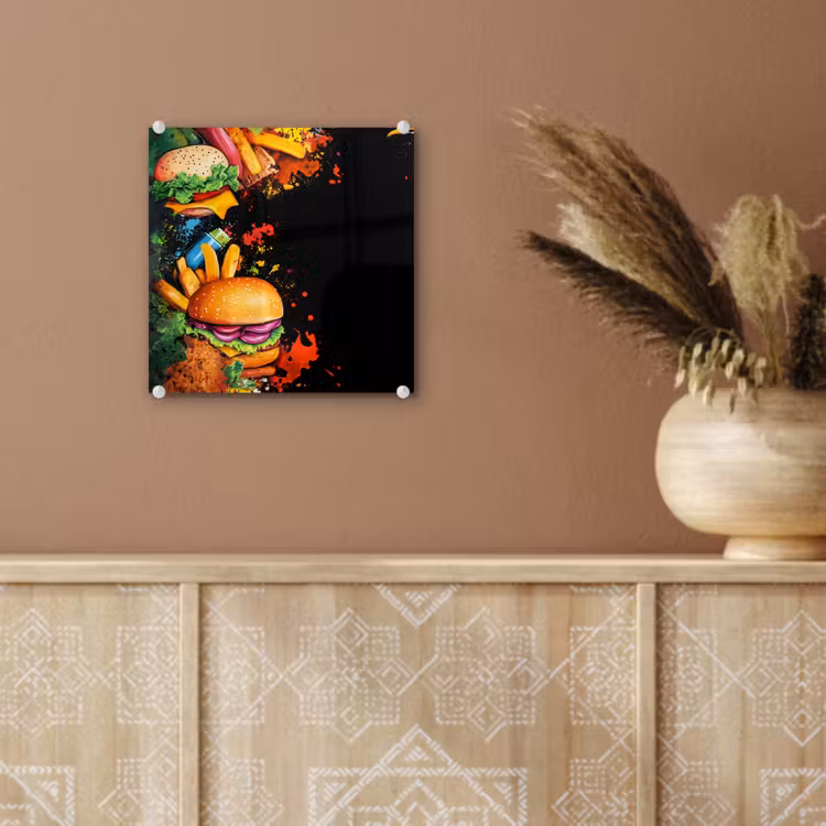 Fastfood - Graffiti - Hamburger - Eten - Modern plexiglas 5mm klein -sfeer5
