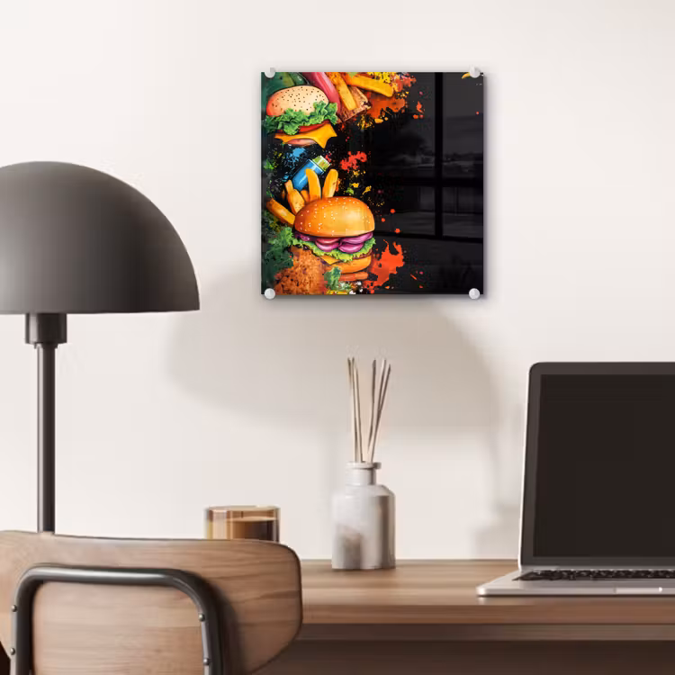 Fastfood - Graffiti - Hamburger - Eten - Modern plexiglas 5mm klein -sfeer6