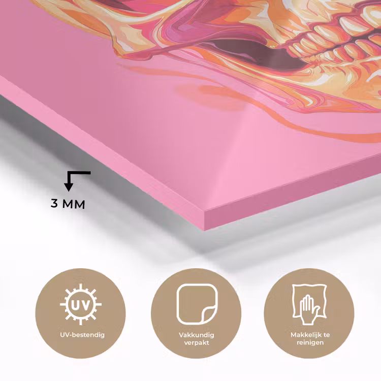 Felroze - Tanden - Schedel plexiglas 5mm klein -sfeer2