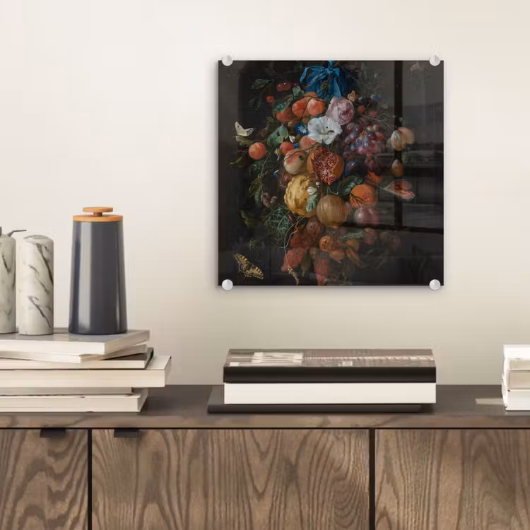 Festoen van vruchten en bloemen - Schilderij van Jan Davidsz. de Heem plexiglas 5mm klein -sfeer1
