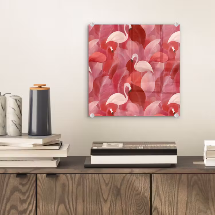 Flamingo - Botanisch - Elegant - Roze - Rood plexiglas 5mm klein 11 -sfeer1